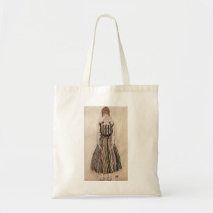 Egon Schiele - Edith Schiele in Striped Dress 1915 Tote Bag