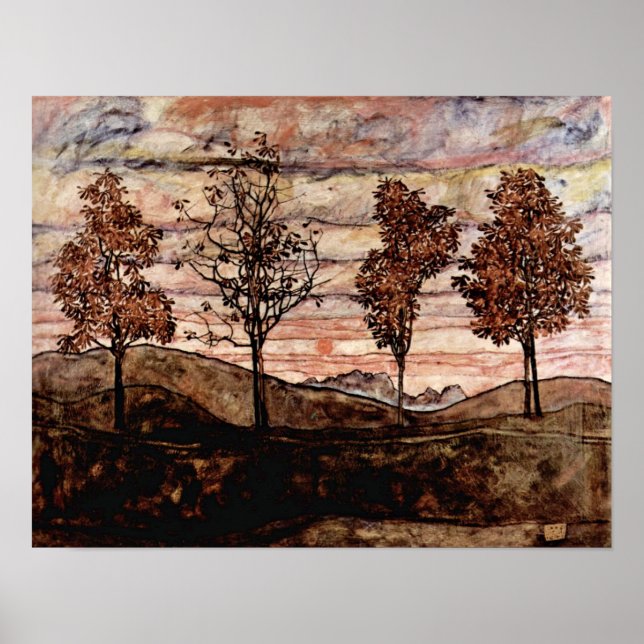 Egon Schiele - Four Trees Poster (Front)