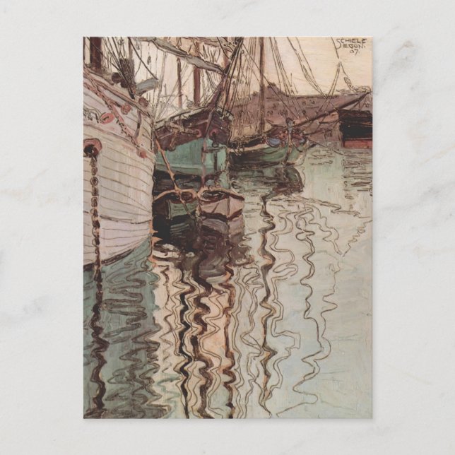Egon Schiele- Harbour of Trieste Postcard (Front)