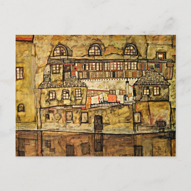 Egon Schiele - House Wall on the River Postcard (Front)