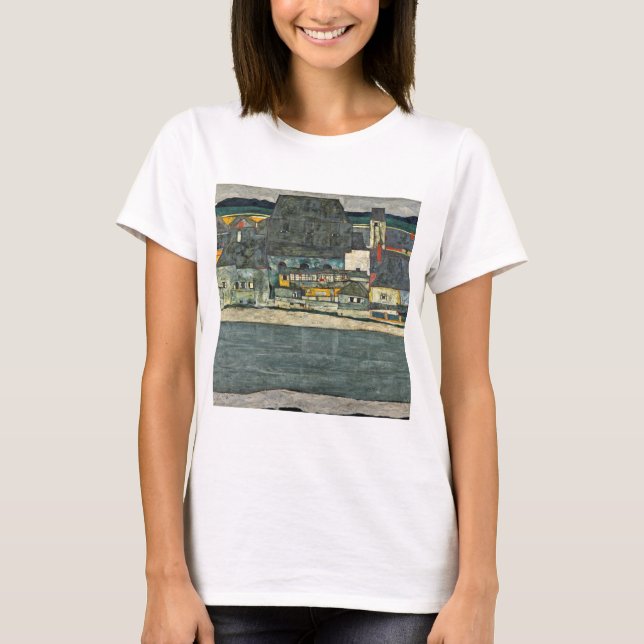 Egon Schiele houses by the river old city. T-Shirt (Front)