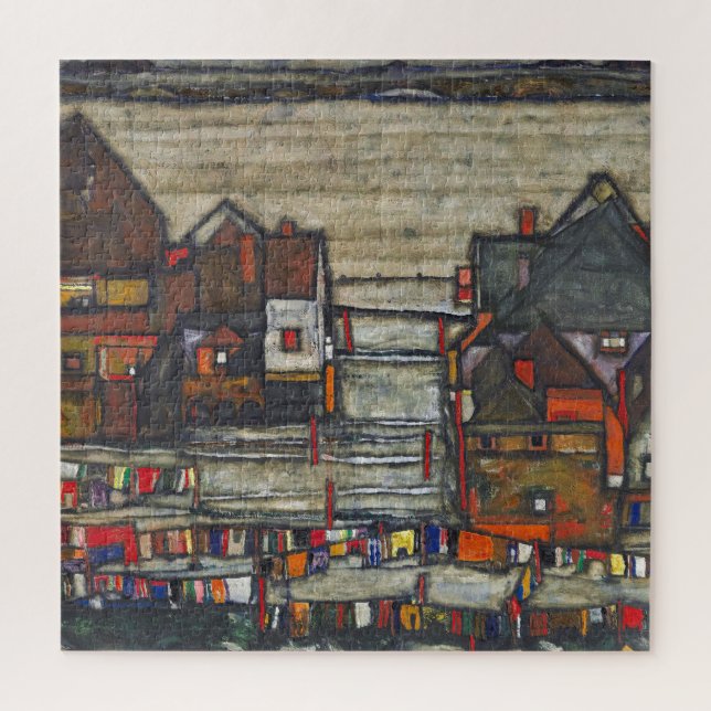 Egon Schiele - Houses with Laundry Jigsaw Puzzle (Vertical)