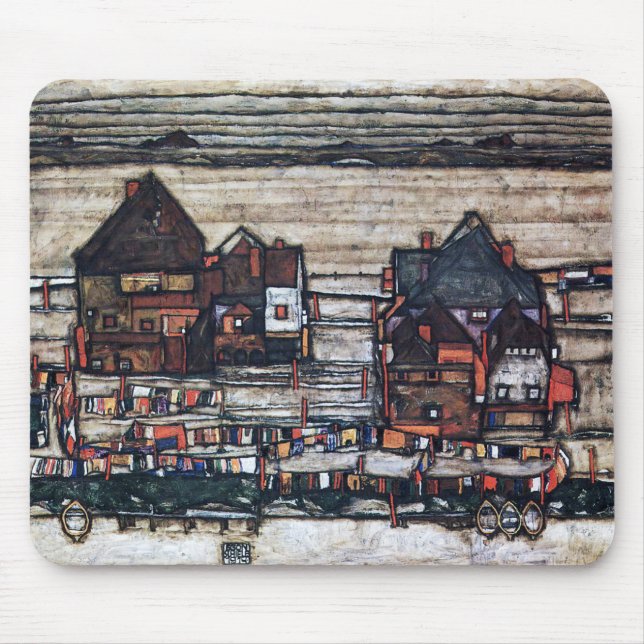Egon Schiele , “ Houses with Laundry ” Mouse Pad (Front)