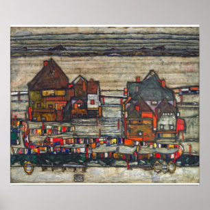 Egon Schiele - Houses With Laundry Poster