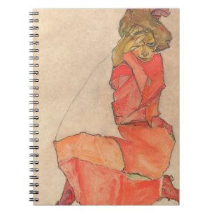 Egon Schiele - Kneeling Female in Orange-Red Dress Notebook