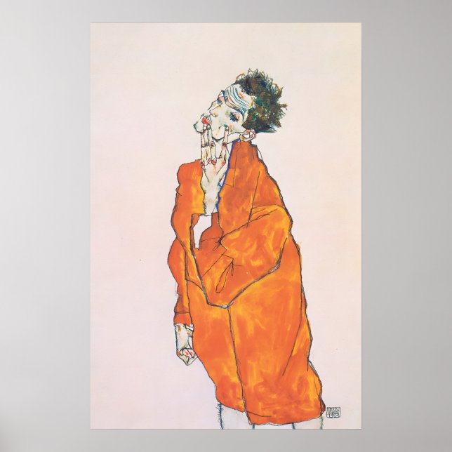 Egon Schiele 'Orange Jacket' Print Expressionism (Front)