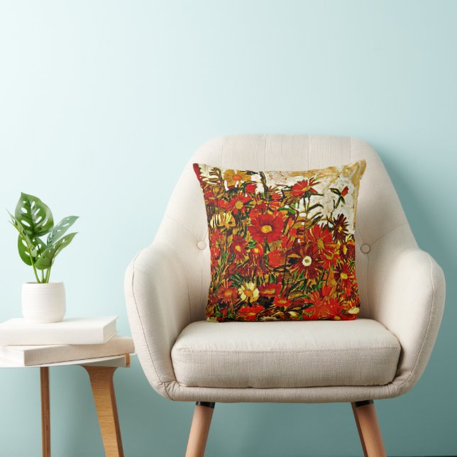 Egon Schiele painting, Field of Flowers Cushion (Chair)
