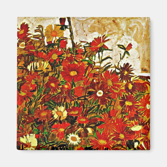 Egon Schiele painting, Field of Flowers Magnet (Front)