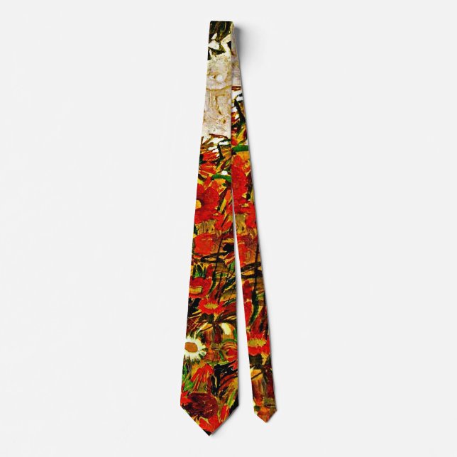 Egon Schiele painting, Field of Flowers Tie (Front)