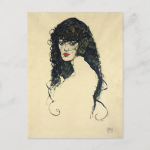 Egon Schiele- Portrait of a Woman with Black Hair Postcard