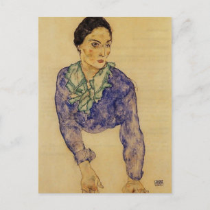 Egon Schiele- Portrait of a Woman with Scarf Postcard