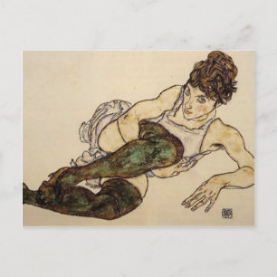 Egon Schiele- Reclining Woman with Green Stockings Postcard