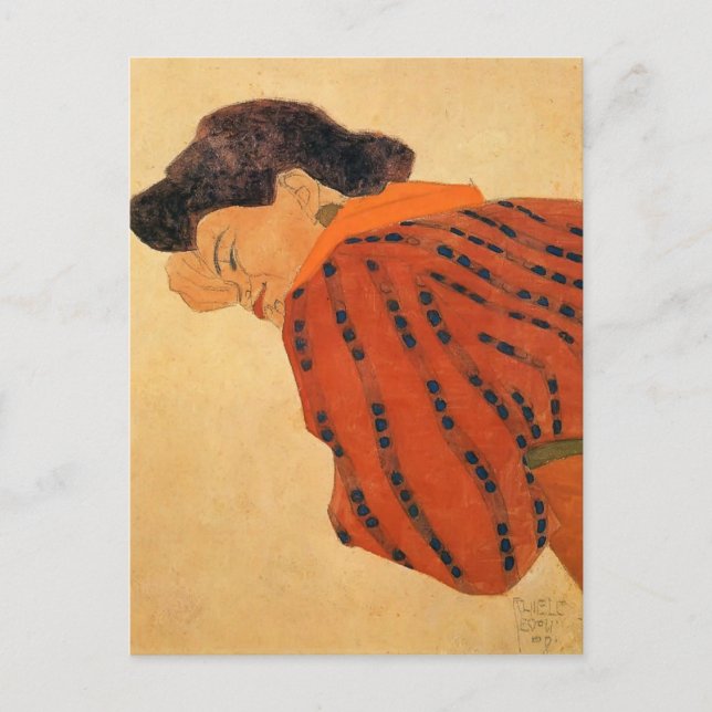 Egon Schiele- Reclining Woman with Red Blouse Postcard (Front)