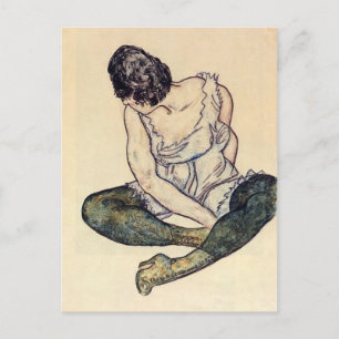 Egon Schiele- Seated Woman with Green Stockings Postcard