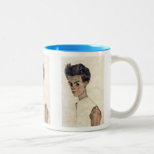 Egon Schiele , Self portrait, 1910 Two-Tone Coffee Mug