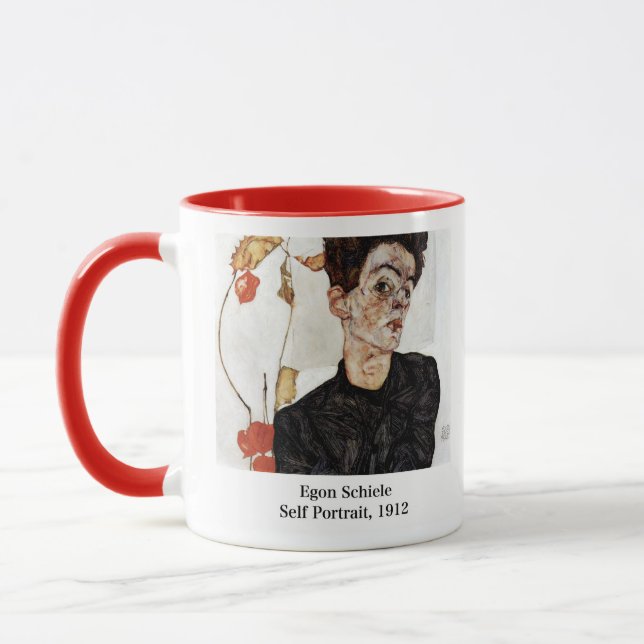 Egon Schiele , Self portrait, 1912 Mug (Left)