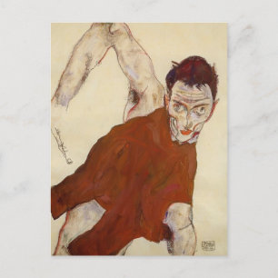 Egon Schiele- Self portrait in a jerkin Postcard