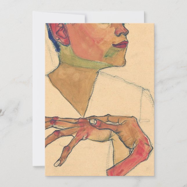 Egon Schiele Self Portrait With Hands On Chest Invitation (Front)