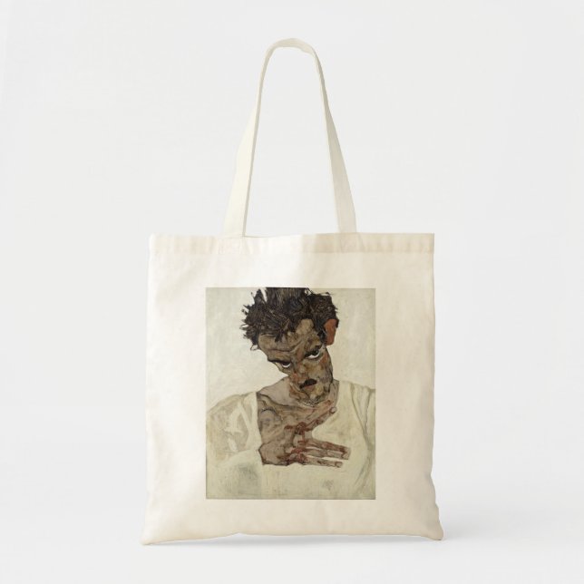 Egon Schiele - Self - Portrait With Lowered Head. Tote Bag (Front)