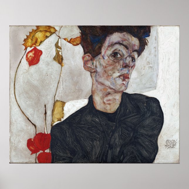 Egon Schiele Self-Portrait with Physalis Poster (Front)