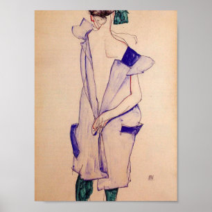 Egon Schiele - Standing Girl In A Blue Dress Poster