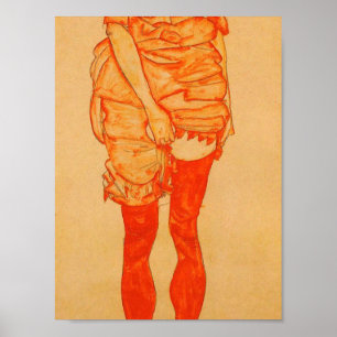 Egon Schiele - Standing Woman In Red 1913 Poster