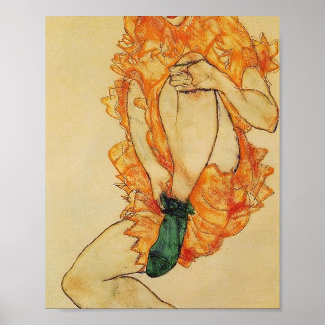 Egon Schiele- The Green Stocking Poster (Front)