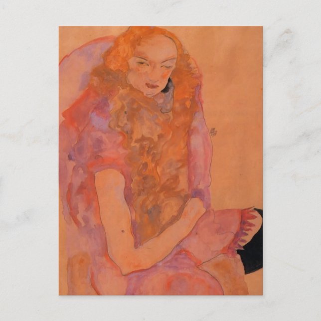 Egon Schiele- Woman with Long Hair Postcard (Front)