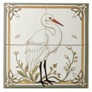 Egret - Arts And Crafts Ceramic Tile
