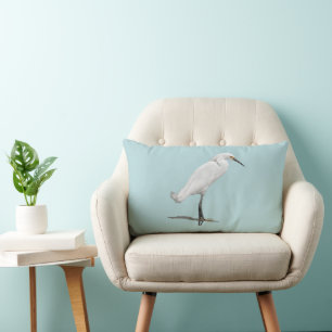 Egret Beach Coast Decor Lumbar Cushion