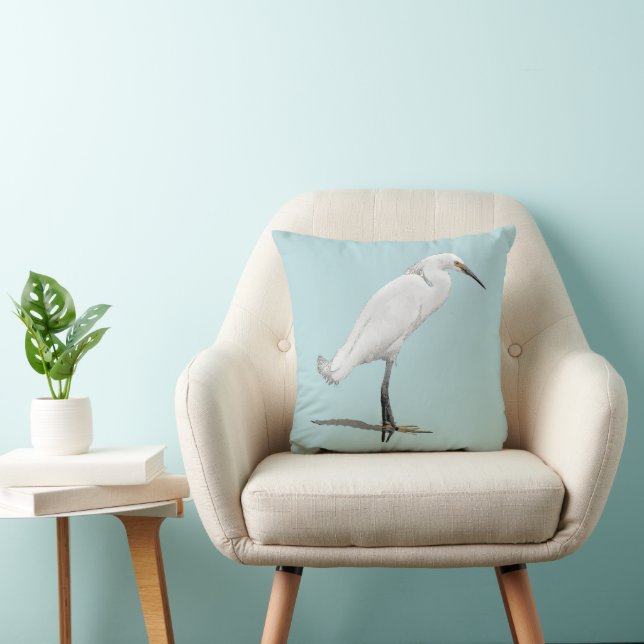 Egret Beach House Decor Cushion (Chair)
