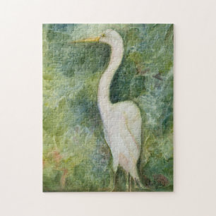Egret bird in jungle Garza blanca Puzzle