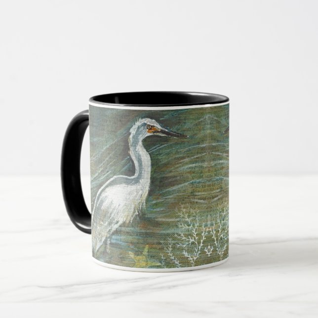 Egret Bird Water Art Mug (Front Left)