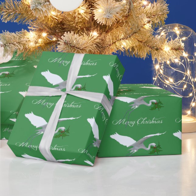 Egret - bird  wrapping paper (Holidays)