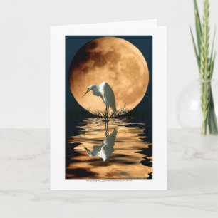 EGRET & GOLDEN MOON ~ Greeting-cards & Note Cards