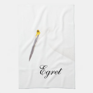 Egret headshot tea towel