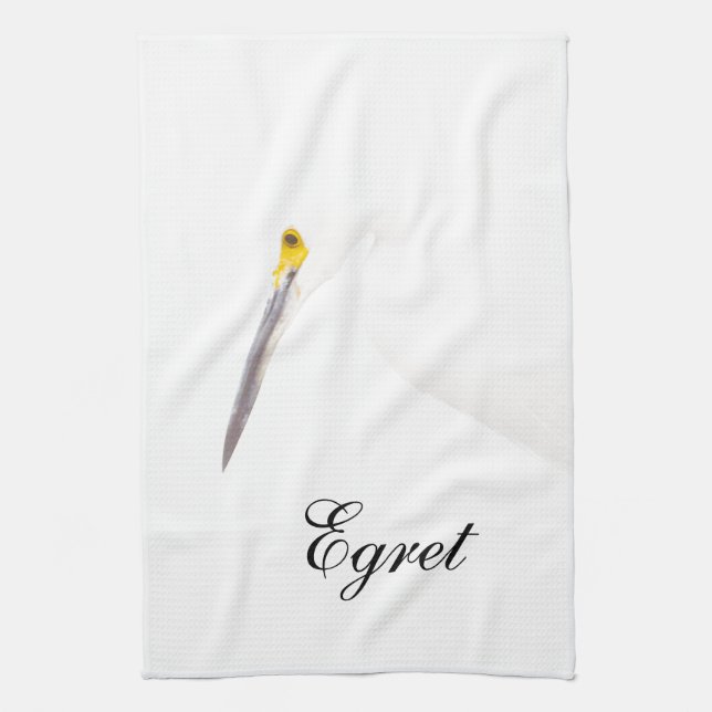 Egret headshot tea towel (Vertical)