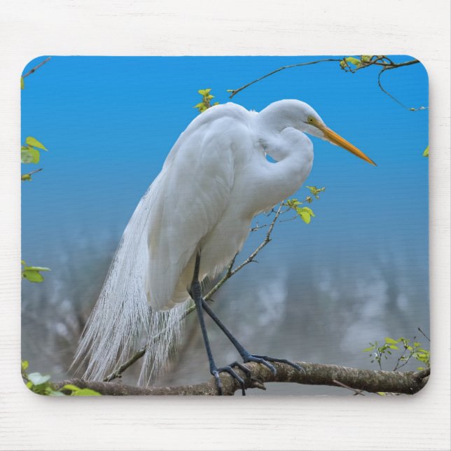 Egret in a Tree Mousepad (Front)