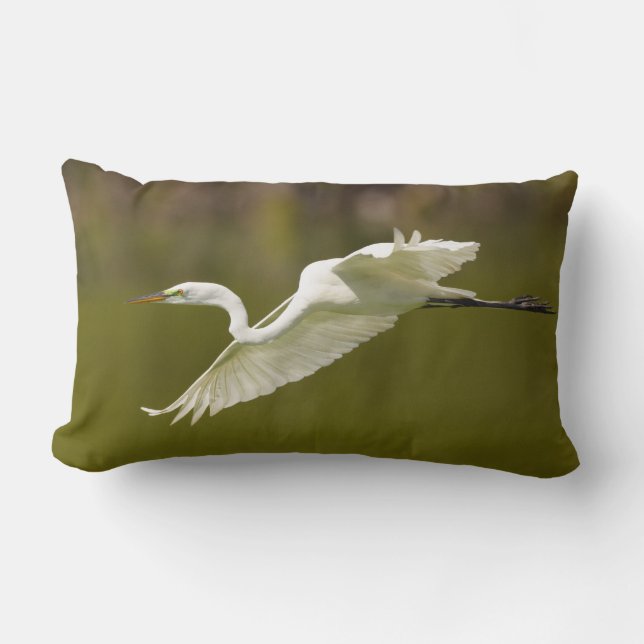 egret in flight lumbar cushion (Front)