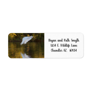 Egret in flight over Golden Pond Return Address Label