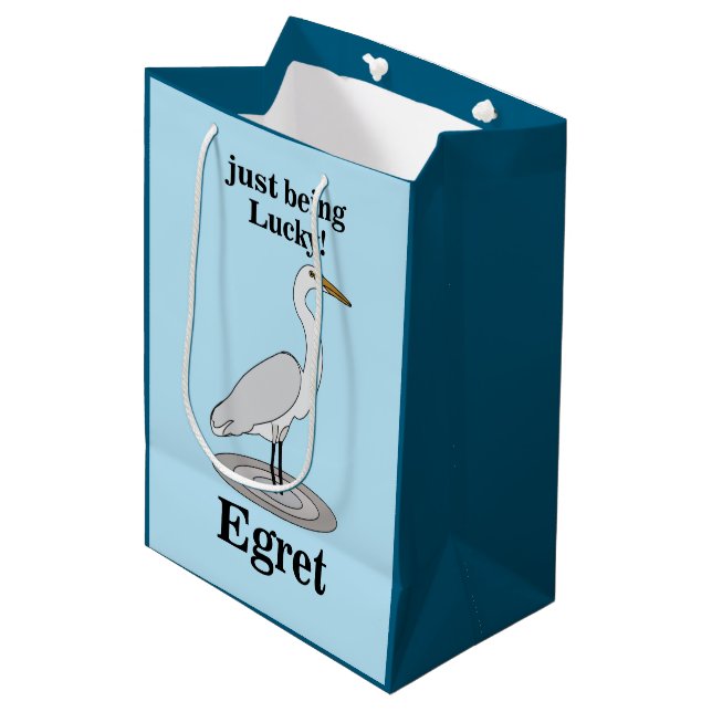 Egret Lucky Bird Medium Gift Bag (Front Angled)