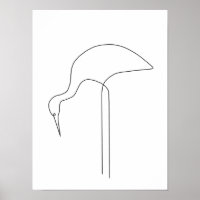 Egret Minimalist Bird Line Art