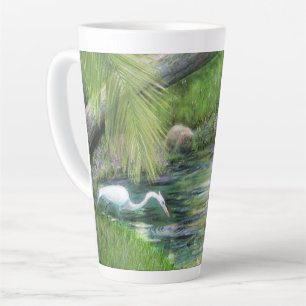 Egret on Pond Latte Mug