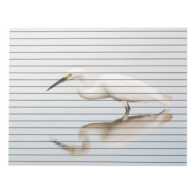 Egret on still pond notepad (Front)