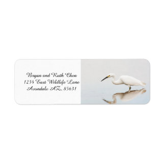 Egret on still pond return address label