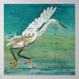 Egret Painted Art Print