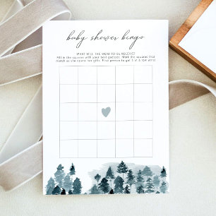 EGRET Rustic Winter Pine Baby Shower Bingo Game Invitation