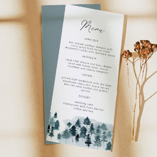 EGRET Slate Blue Watercolor Pine Trees Menu