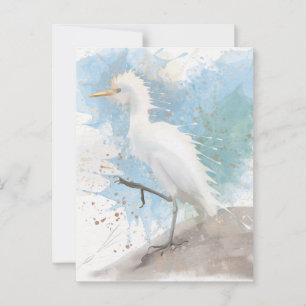 Egret watercolor postcard