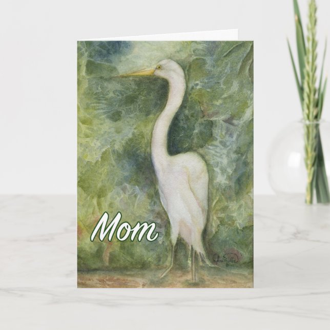 Egret white bird wilderness Mum Birthday Card (Front)